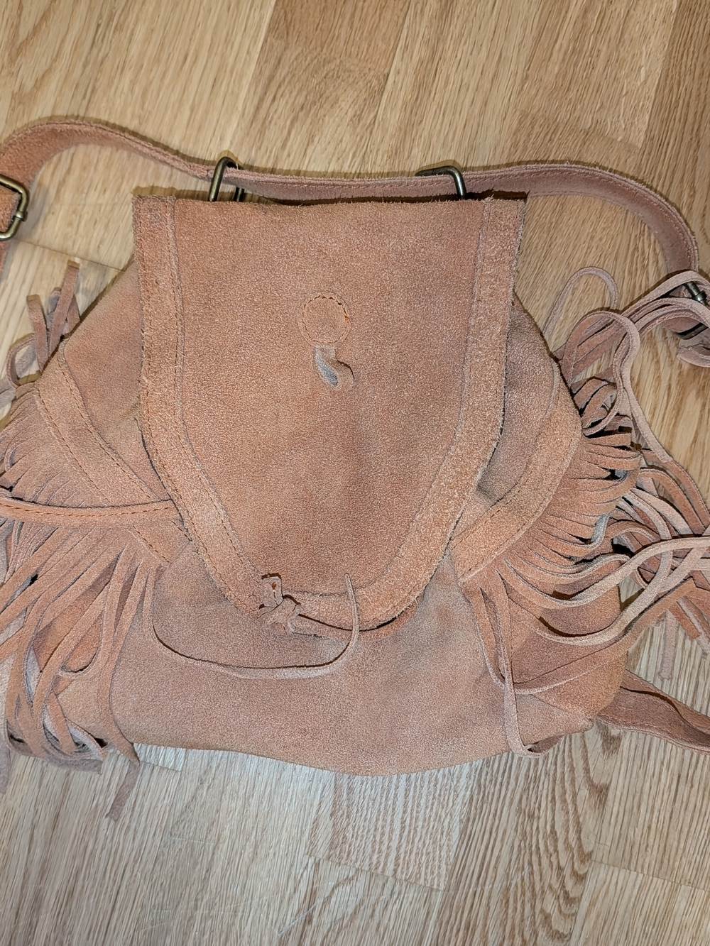 Suede Fringe Adjustable Small Backpack